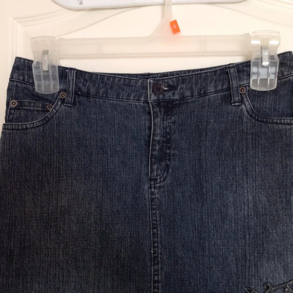 Point Zero Nicole Benisti Women's Denim Pencil Midi Skirt Size 5 Western Cowgirl - Picture 2 of 6